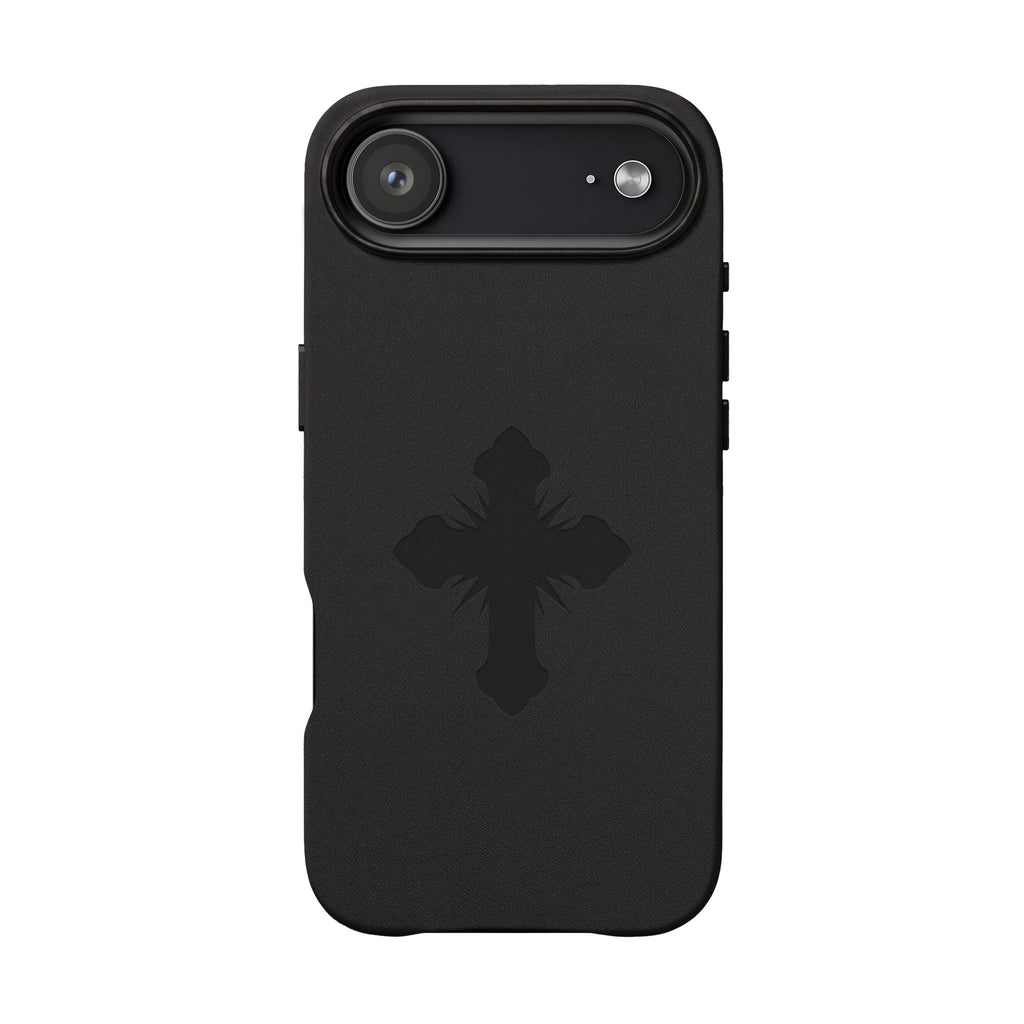 Leather Phone Case with Embossed Cross