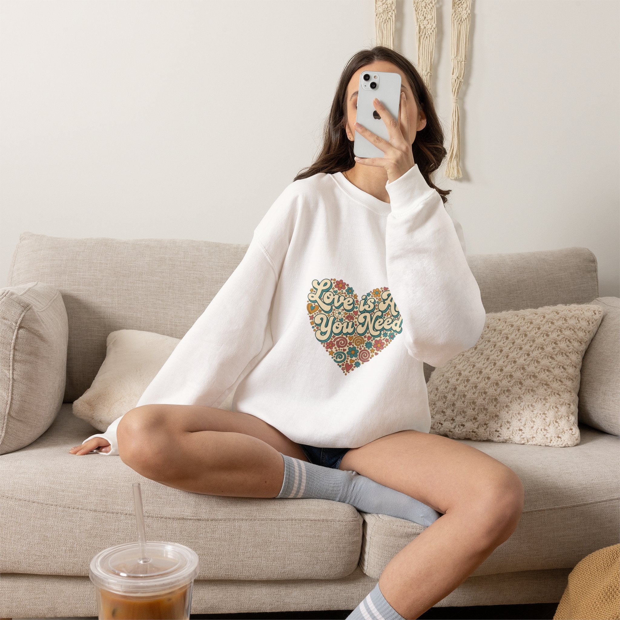Love Is All You Need Heart Crewneck Sweatshirt