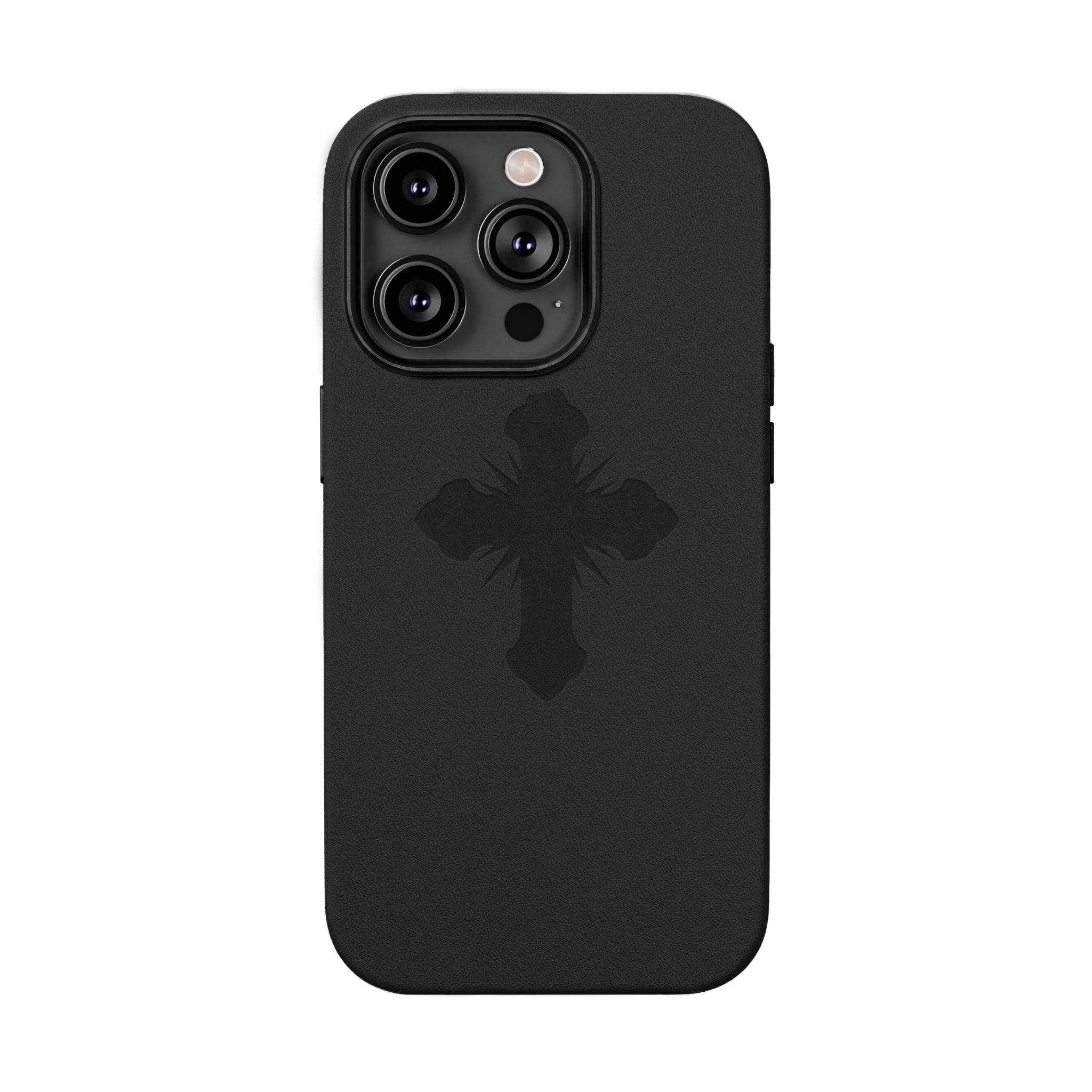 Leather Phone Case with Embossed Cross