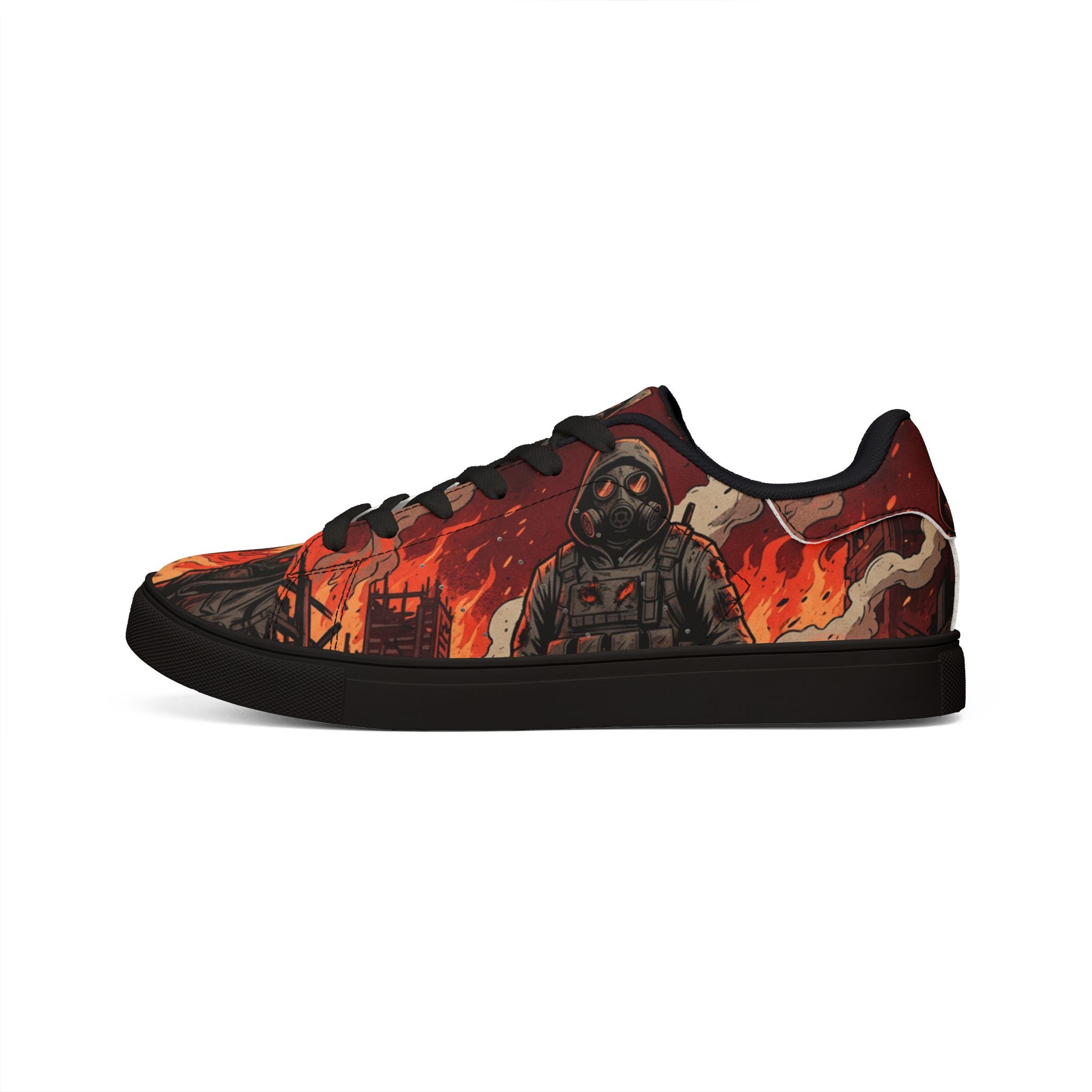 Leather Sneakers — Firefighter Low-Top Shoes