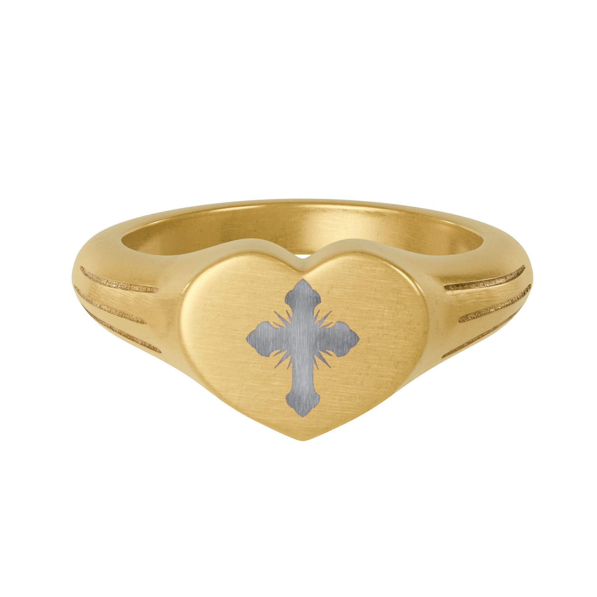 Gold Heart Signet Ring