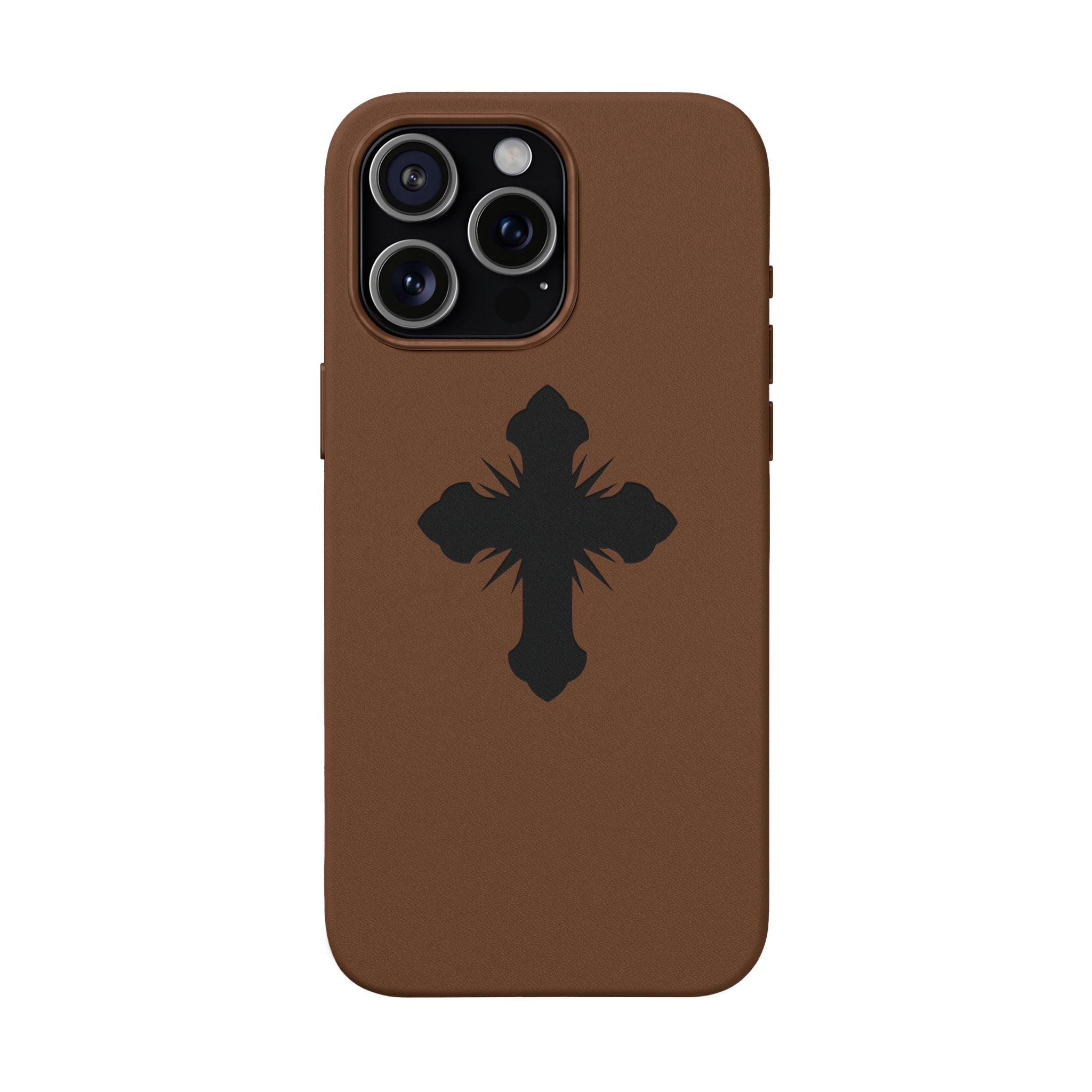 Leather Phone Case with Embossed Cross