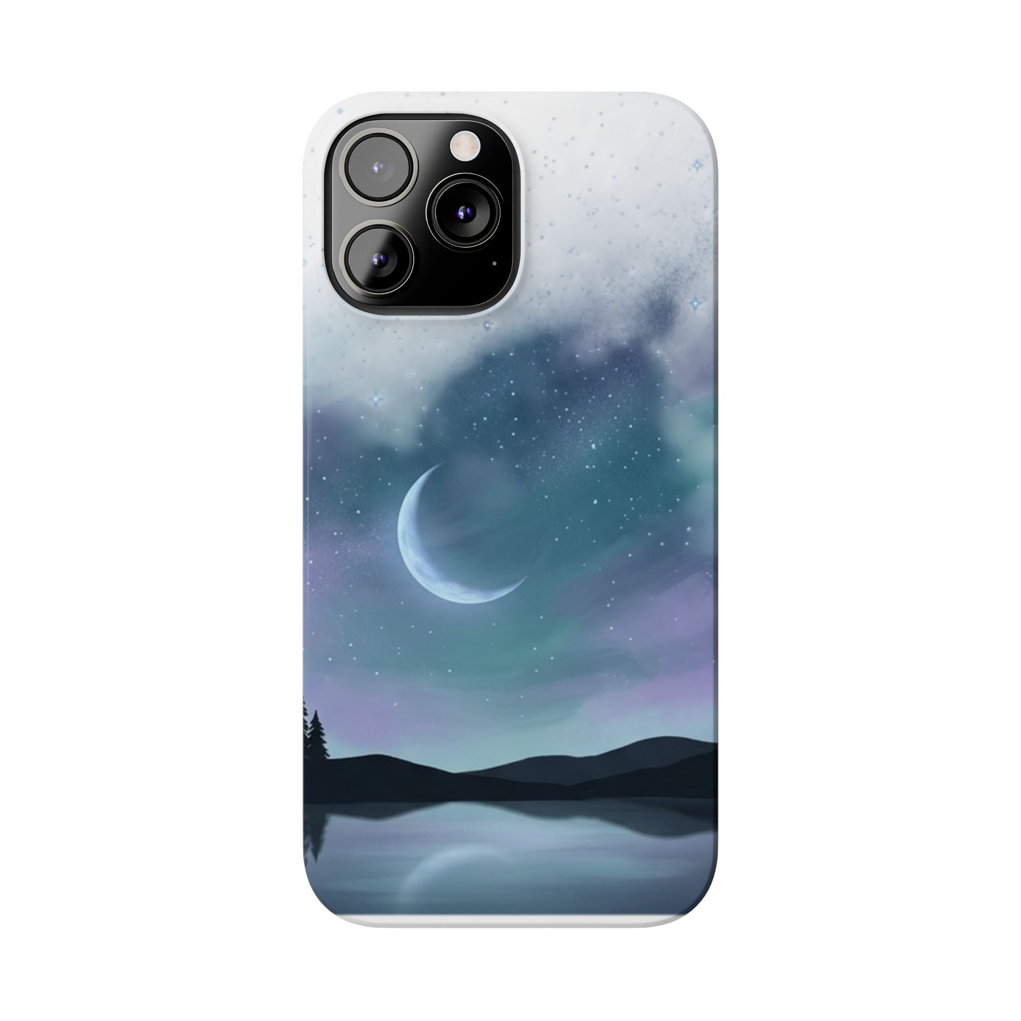 Phone Case – Night Sky Moon & Lake Artwork