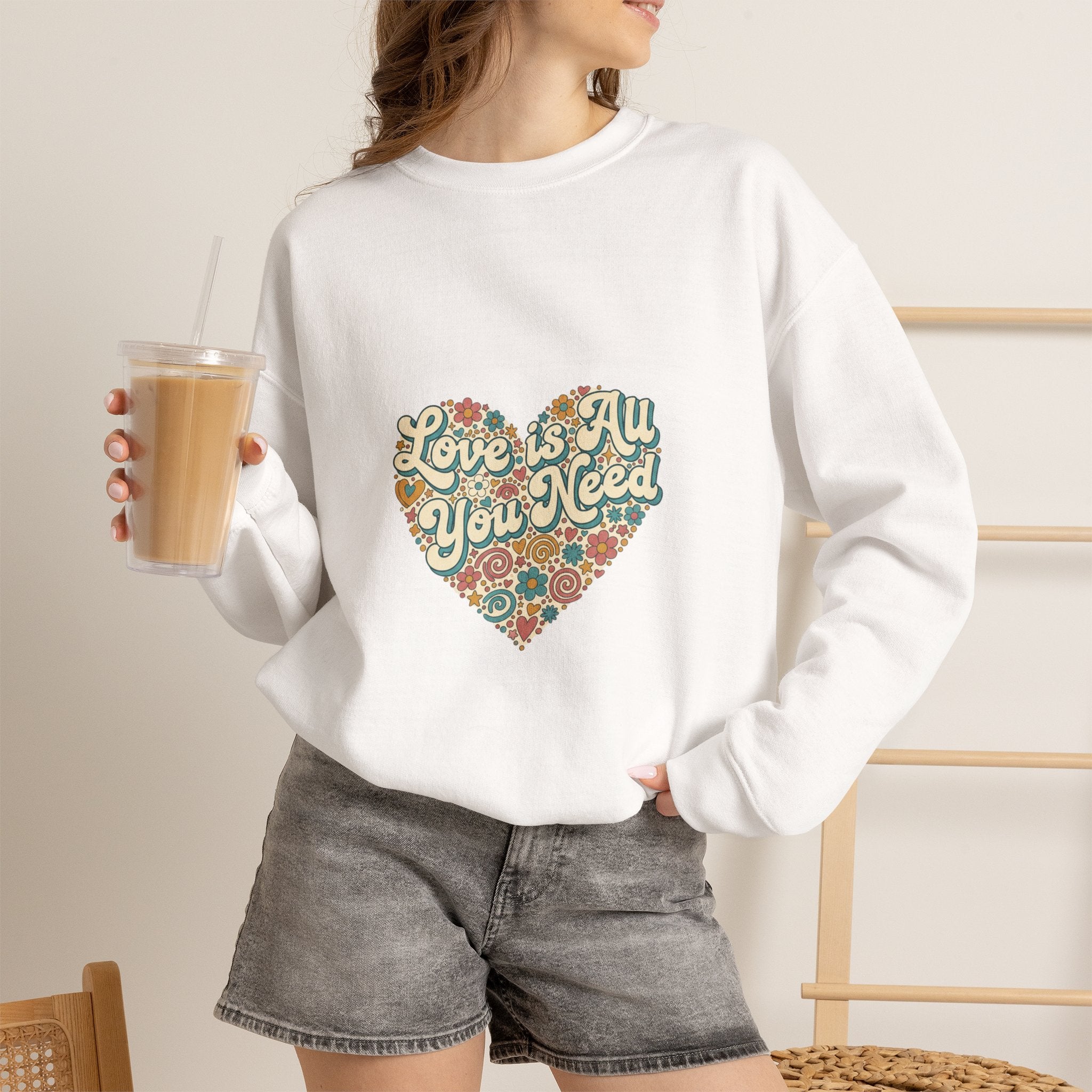 Love Is All You Need Heart Crewneck Sweatshirt