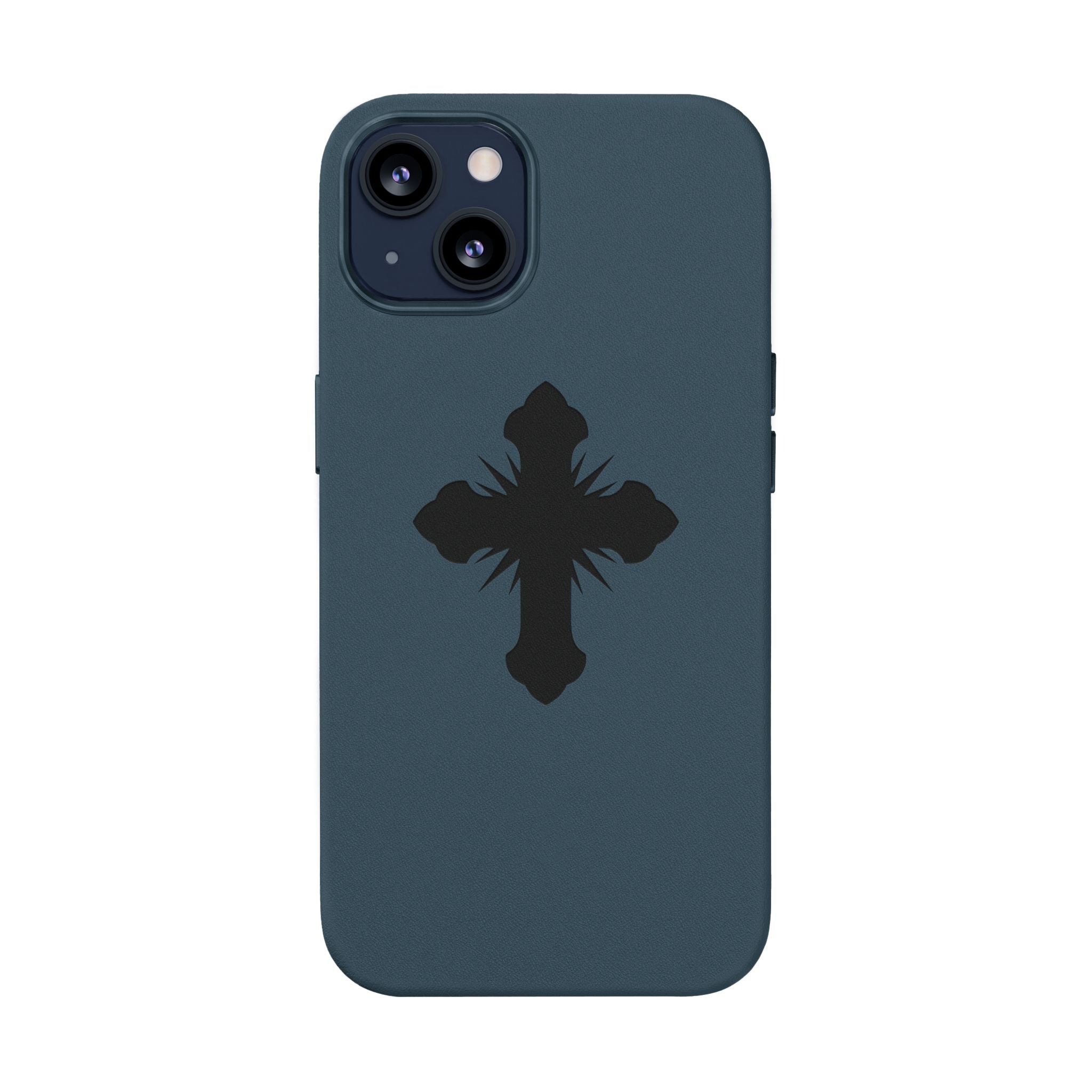 Leather Phone Case with Embossed Cross