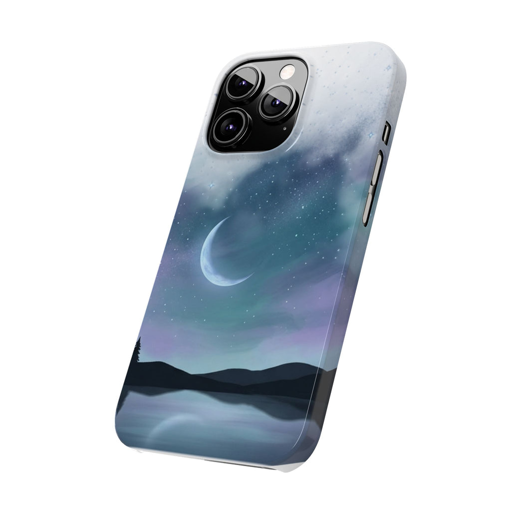 Phone Case – Night Sky Moon & Lake Artwork