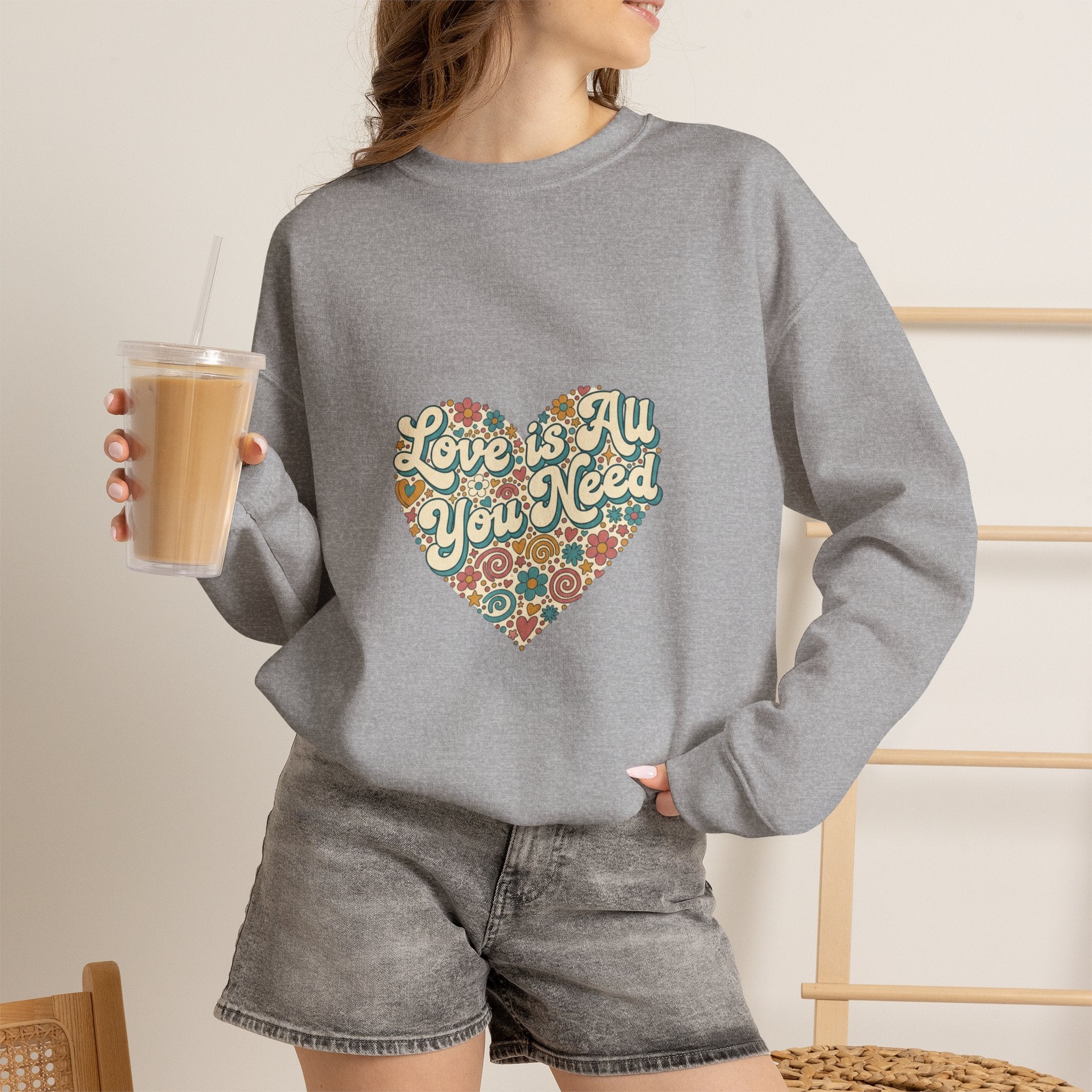 Love Is All You Need Heart Crewneck Sweatshirt