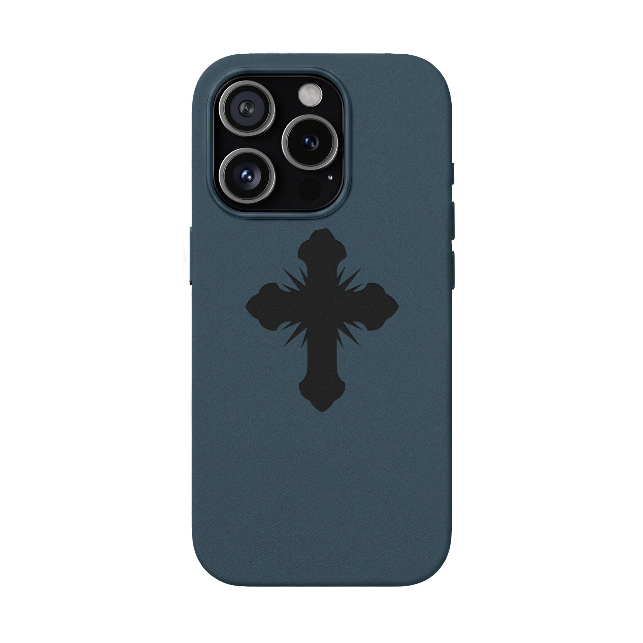 Leather Phone Case with Embossed Cross