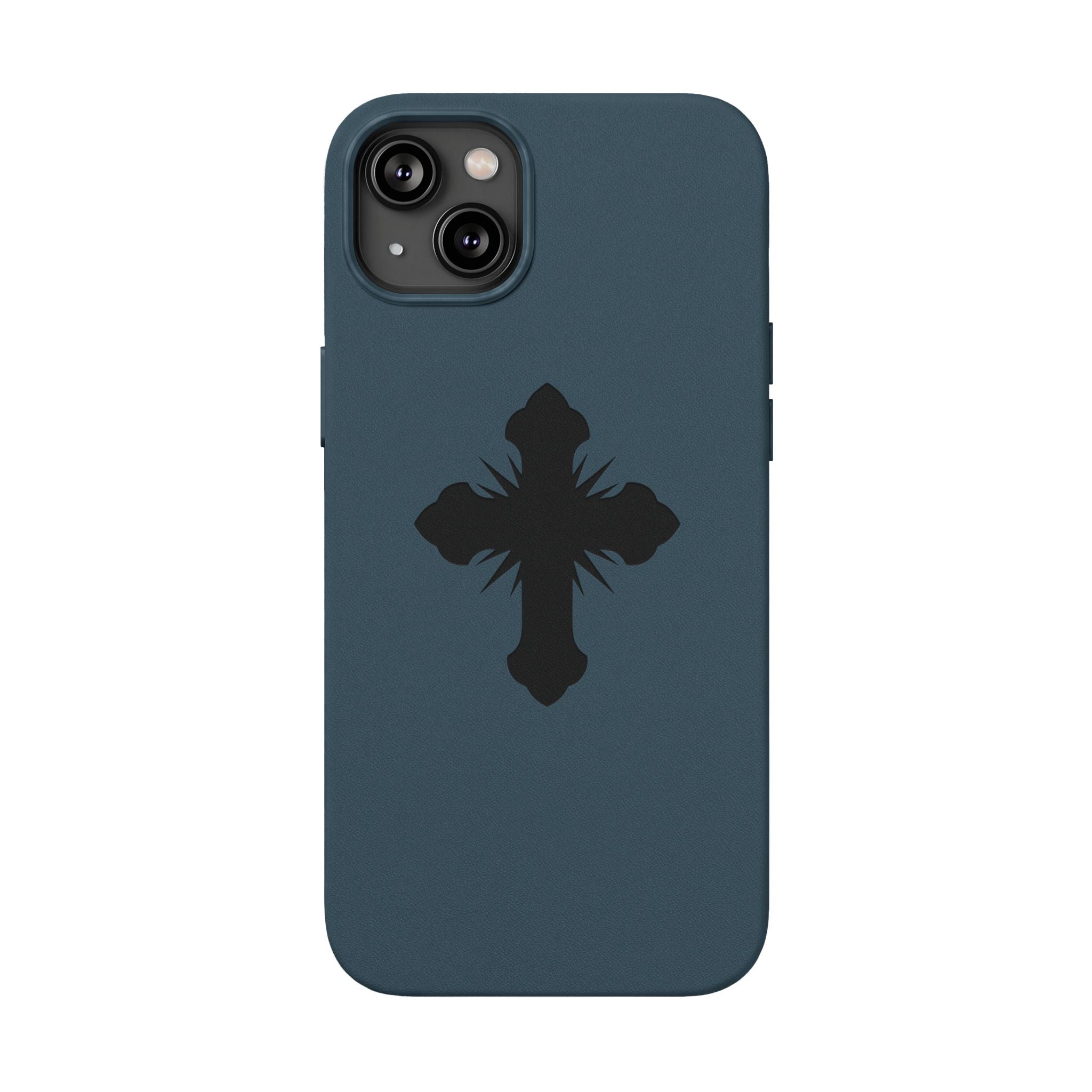 Leather Phone Case with Embossed Cross