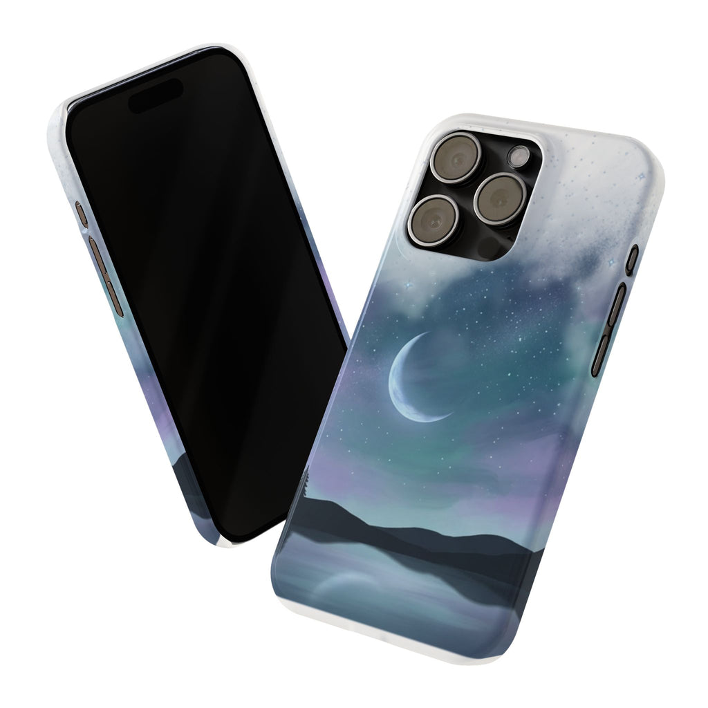 Phone Case – Night Sky Moon & Lake Artwork
