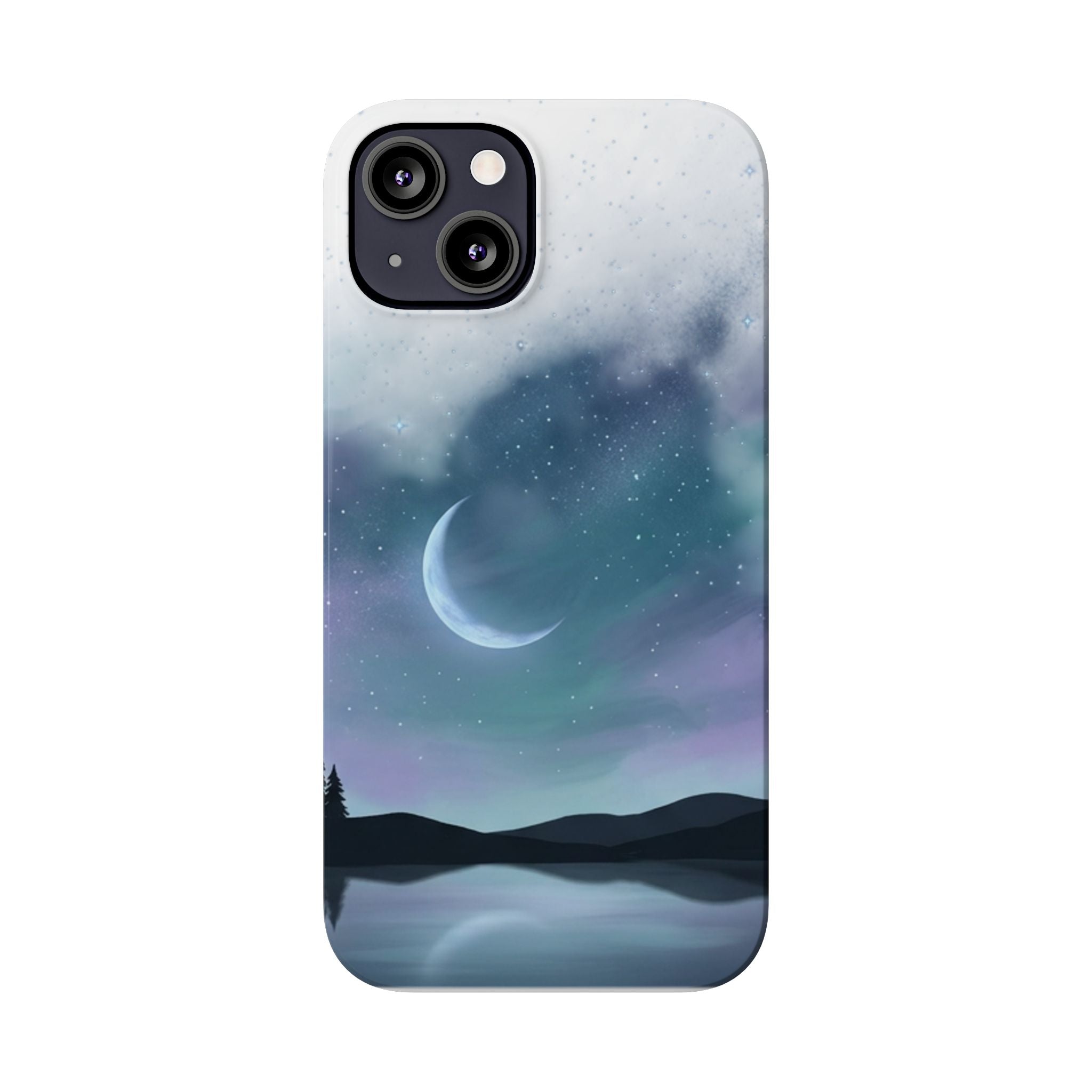 Phone Case – Night Sky Moon & Lake Artwork