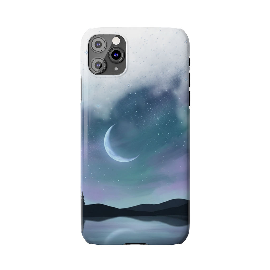 Phone Case – Night Sky Moon & Lake Artwork