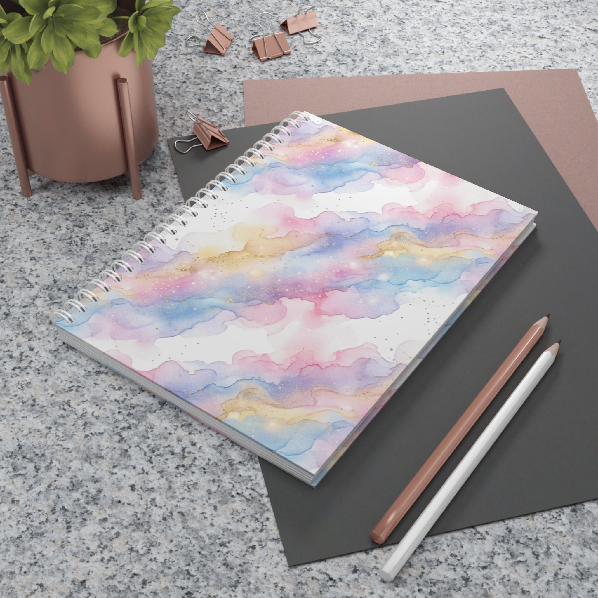 Spiral Notebook — Pink & Blue Marble Journal