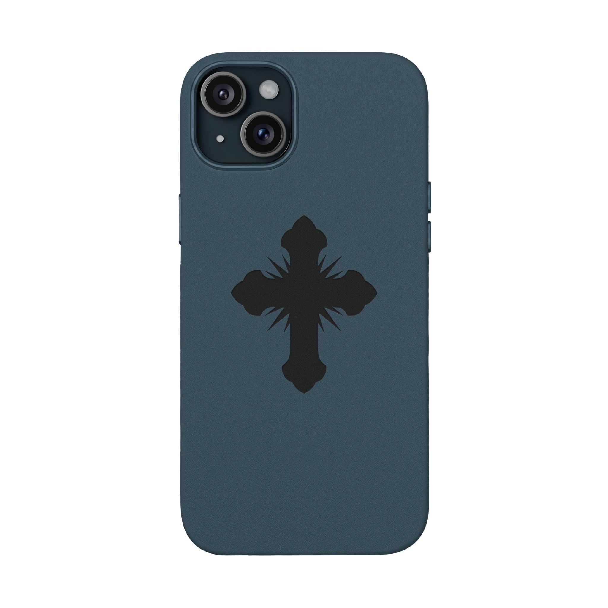 Leather Phone Case with Embossed Cross