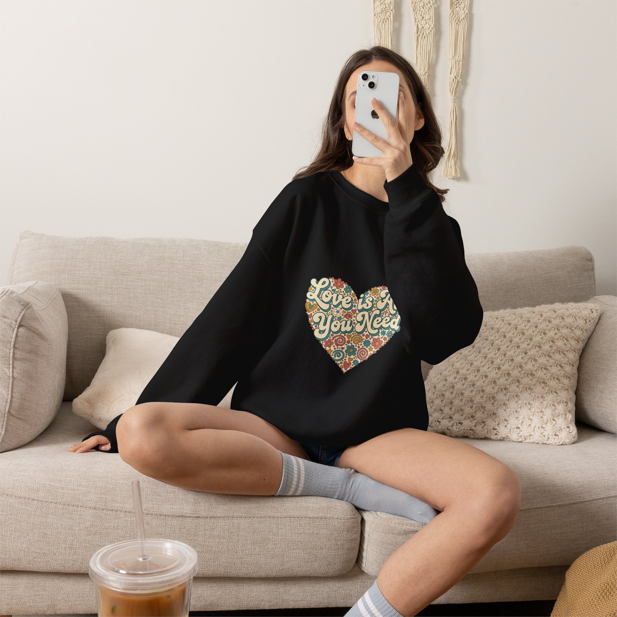 Love Is All You Need Heart Crewneck Sweatshirt
