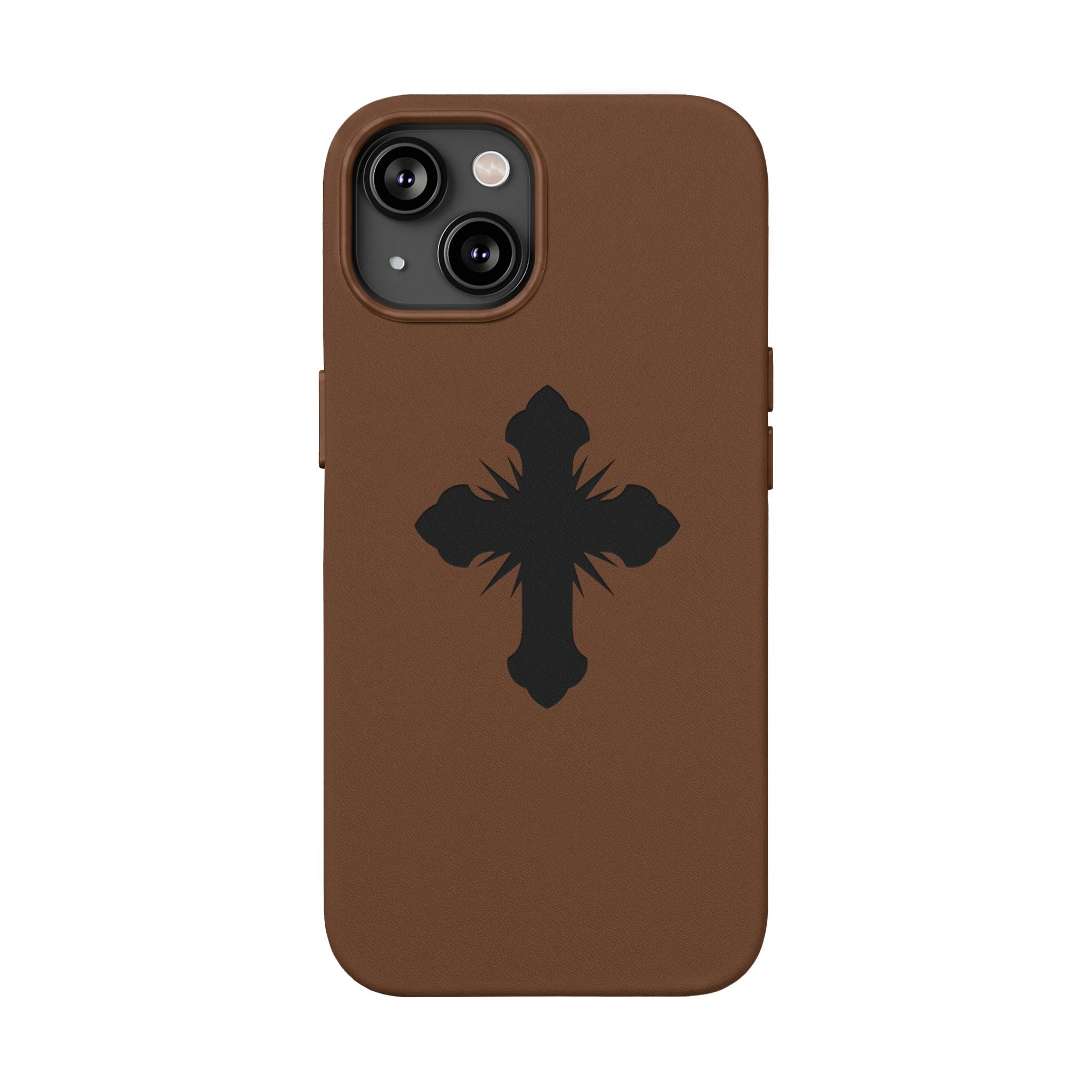 Leather Phone Case with Embossed Cross