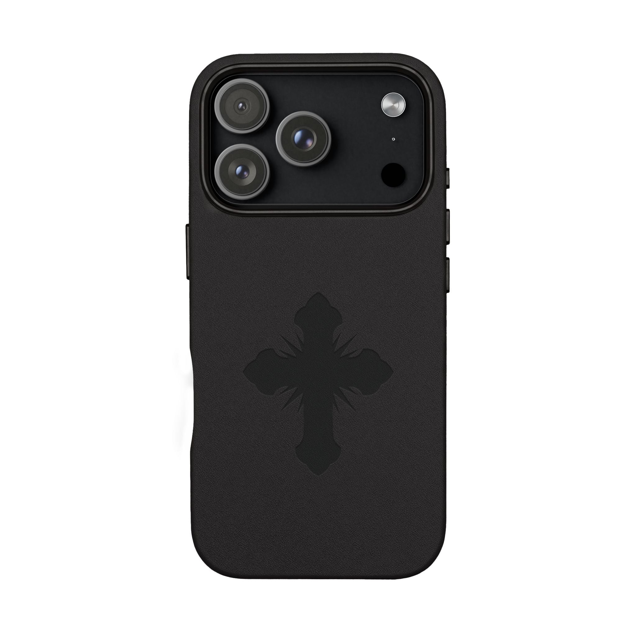 Leather Phone Case with Embossed Cross