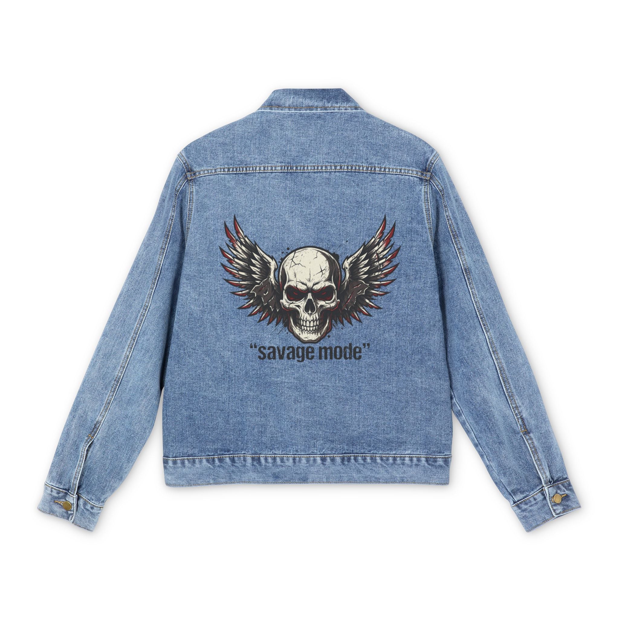 Denim Jacket - 'Savage Mode' Skull Back