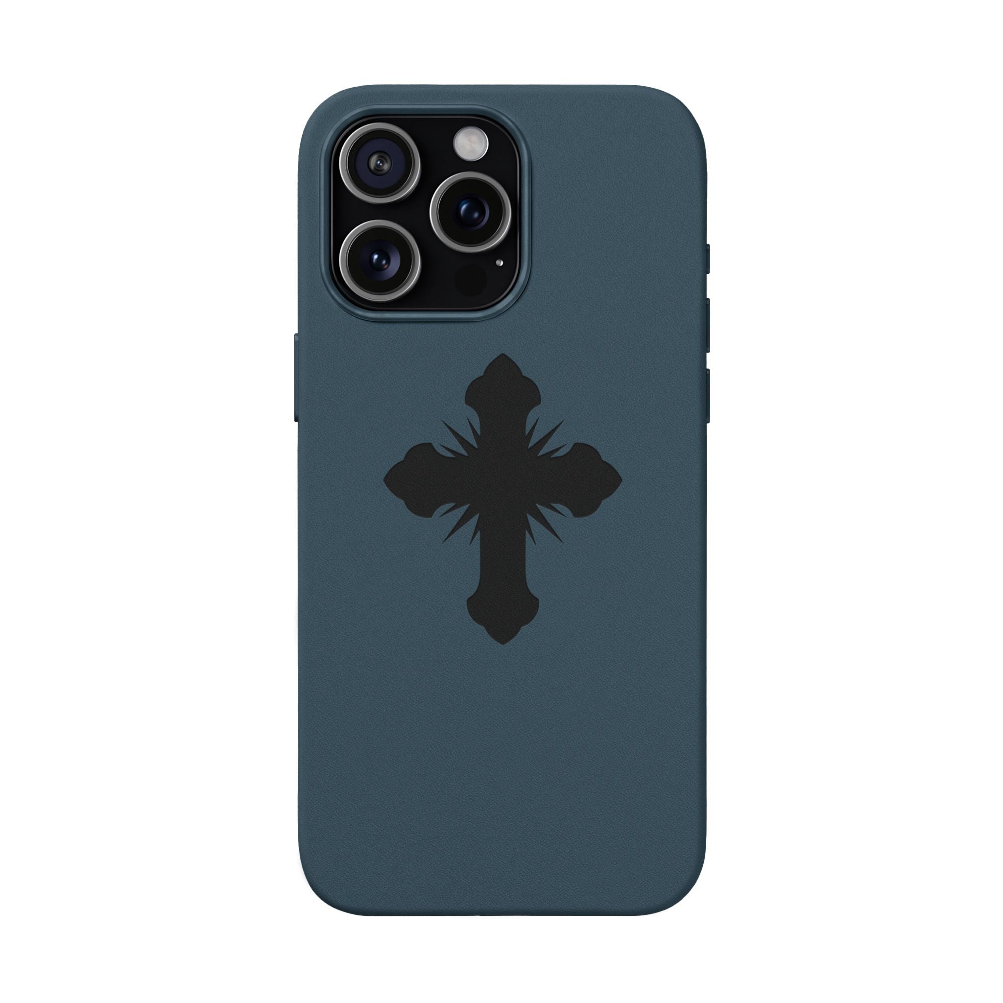 Leather Phone Case with Embossed Cross