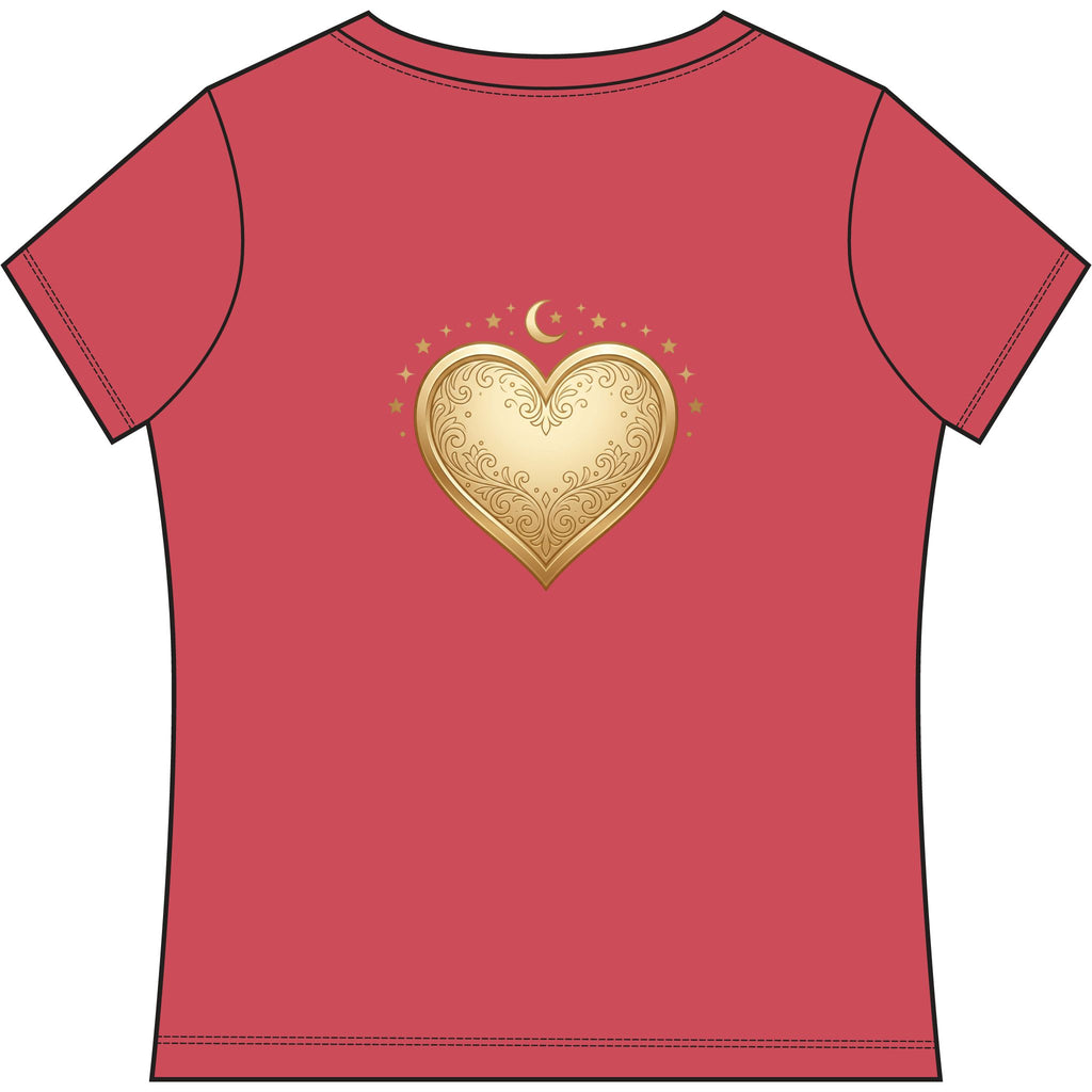 Gold Heart V-Neck Tee — Elegant Women’s Top