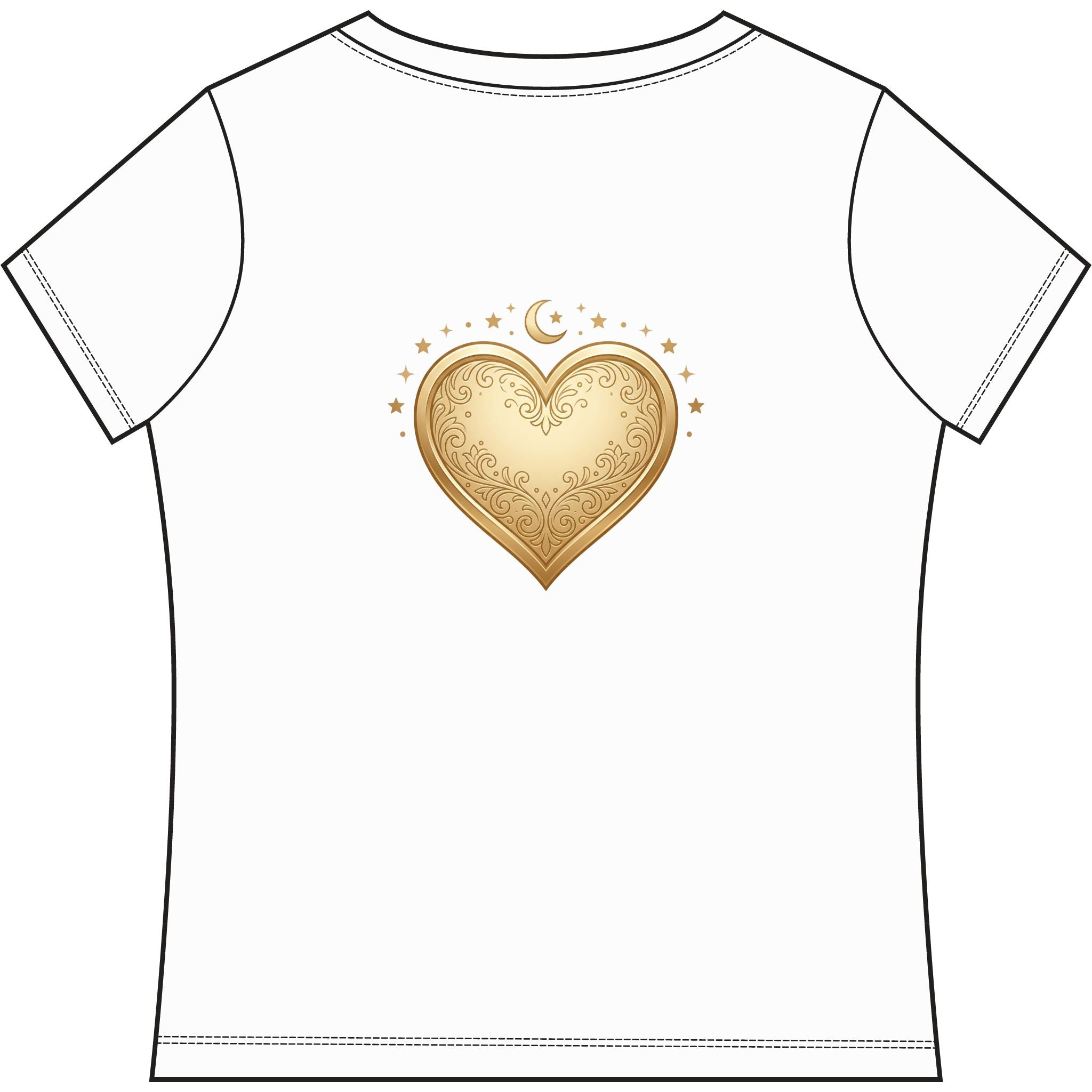 Gold Heart V-Neck Tee — Elegant Women’s Top