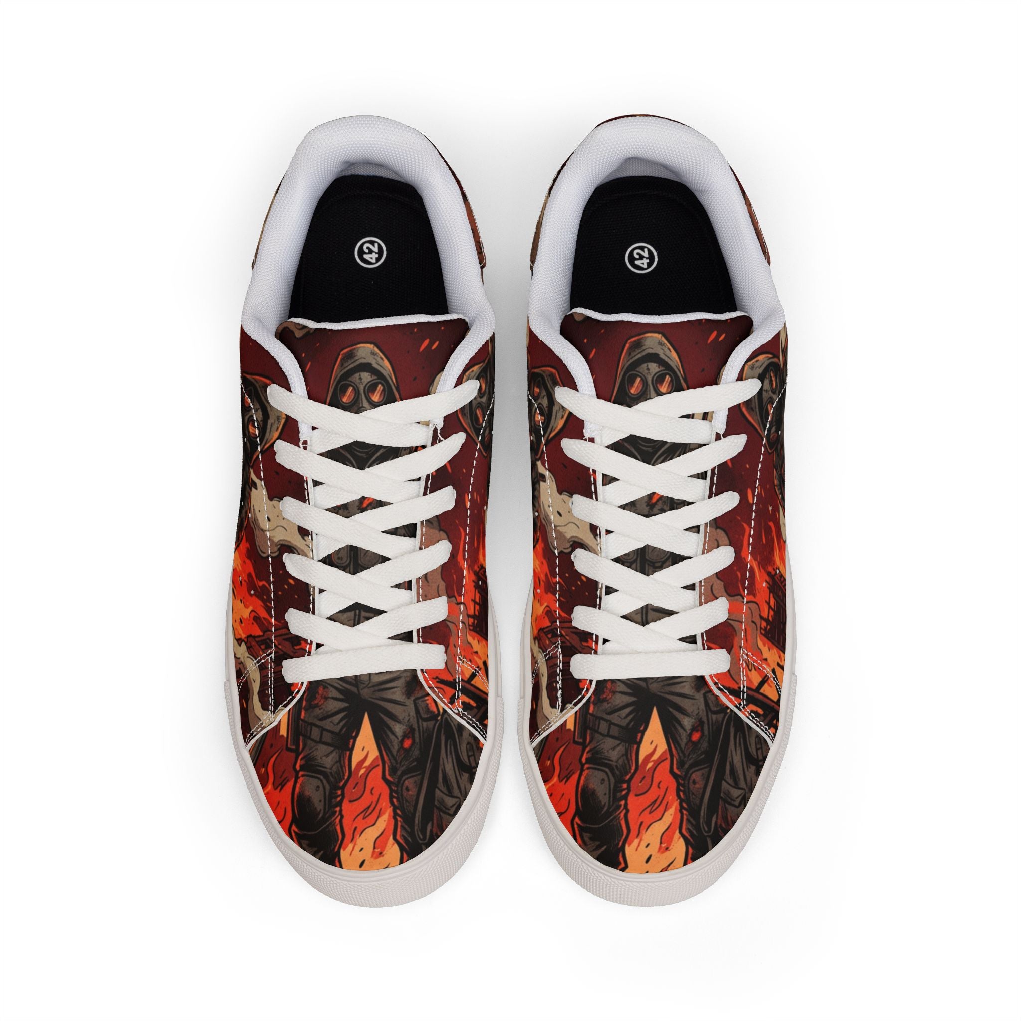 Leather Sneakers — Firefighter Low-Top Shoes