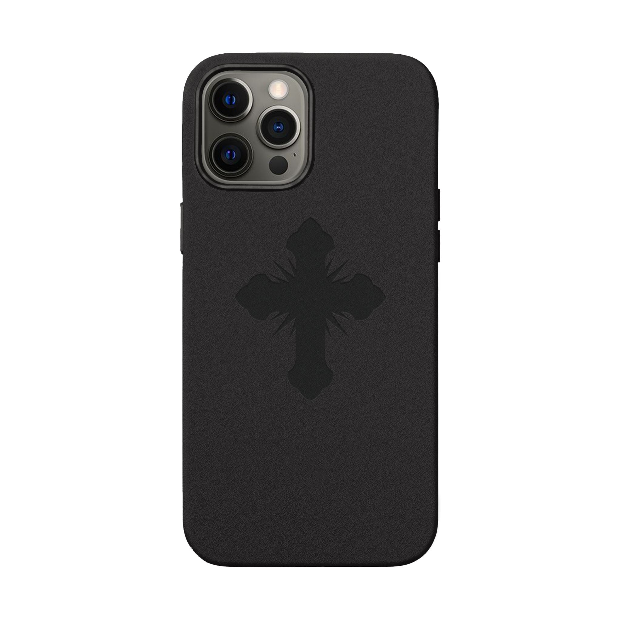 Leather Phone Case with Embossed Cross
