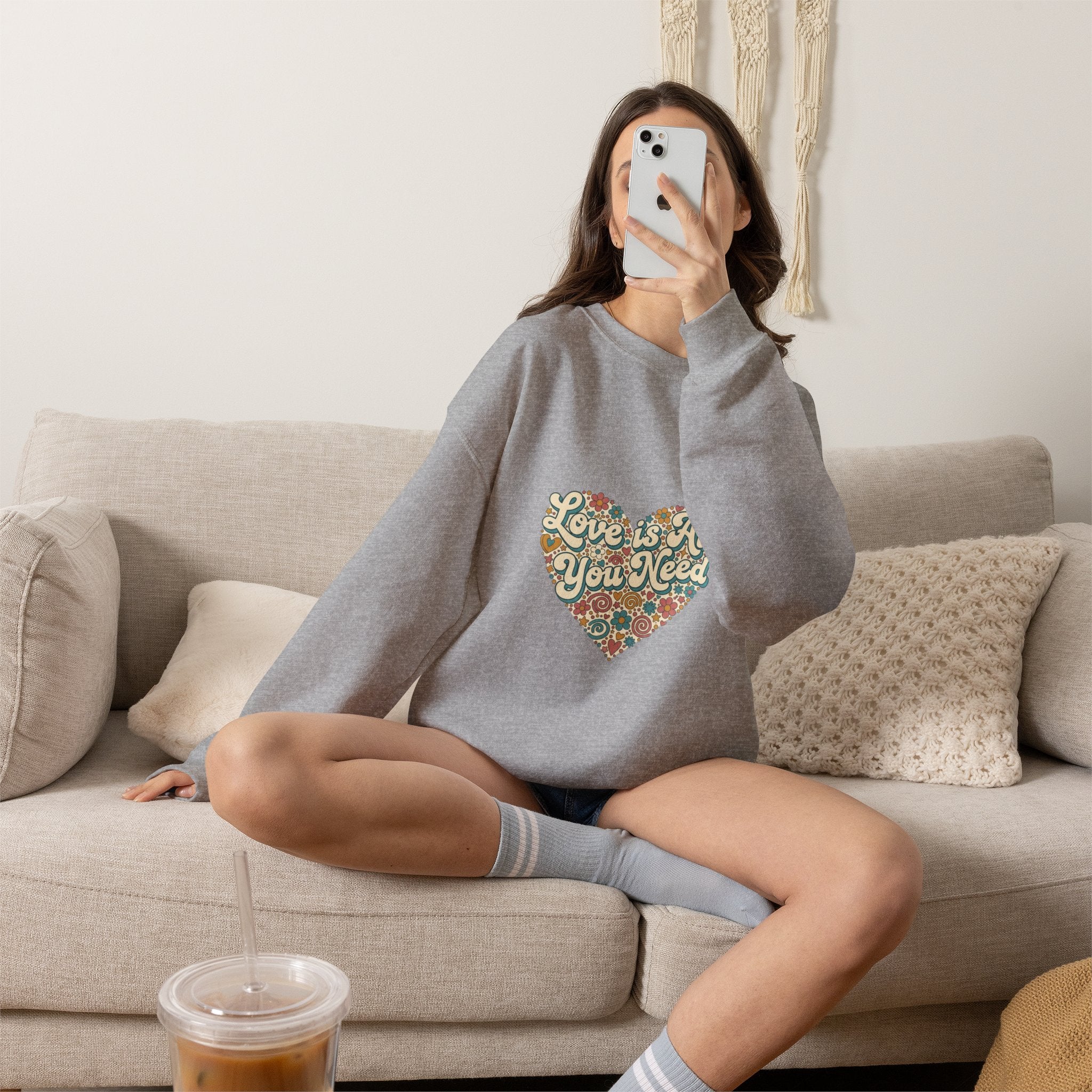 Love Is All You Need Heart Crewneck Sweatshirt