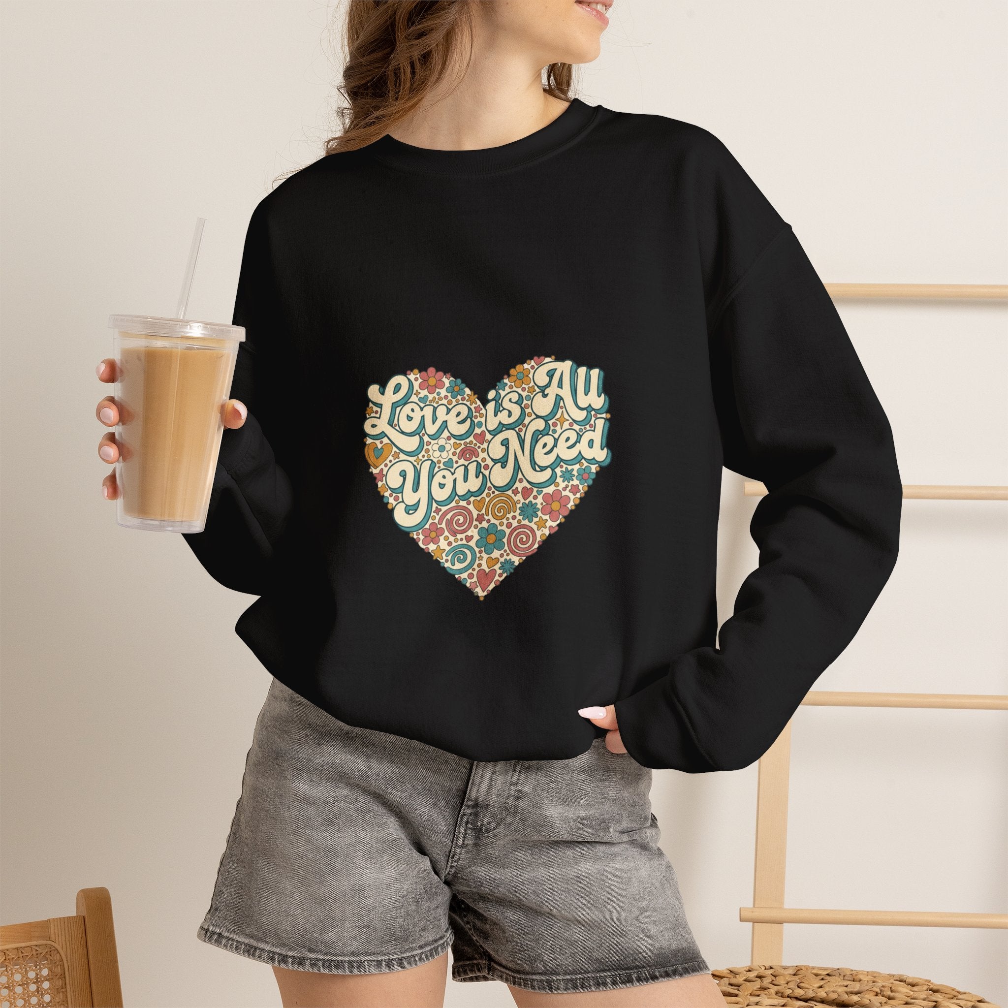 Love Is All You Need Heart Crewneck Sweatshirt