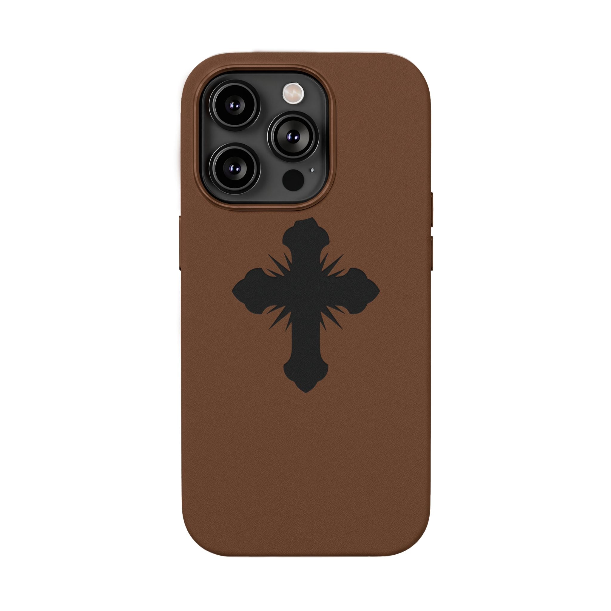Leather Phone Case with Embossed Cross