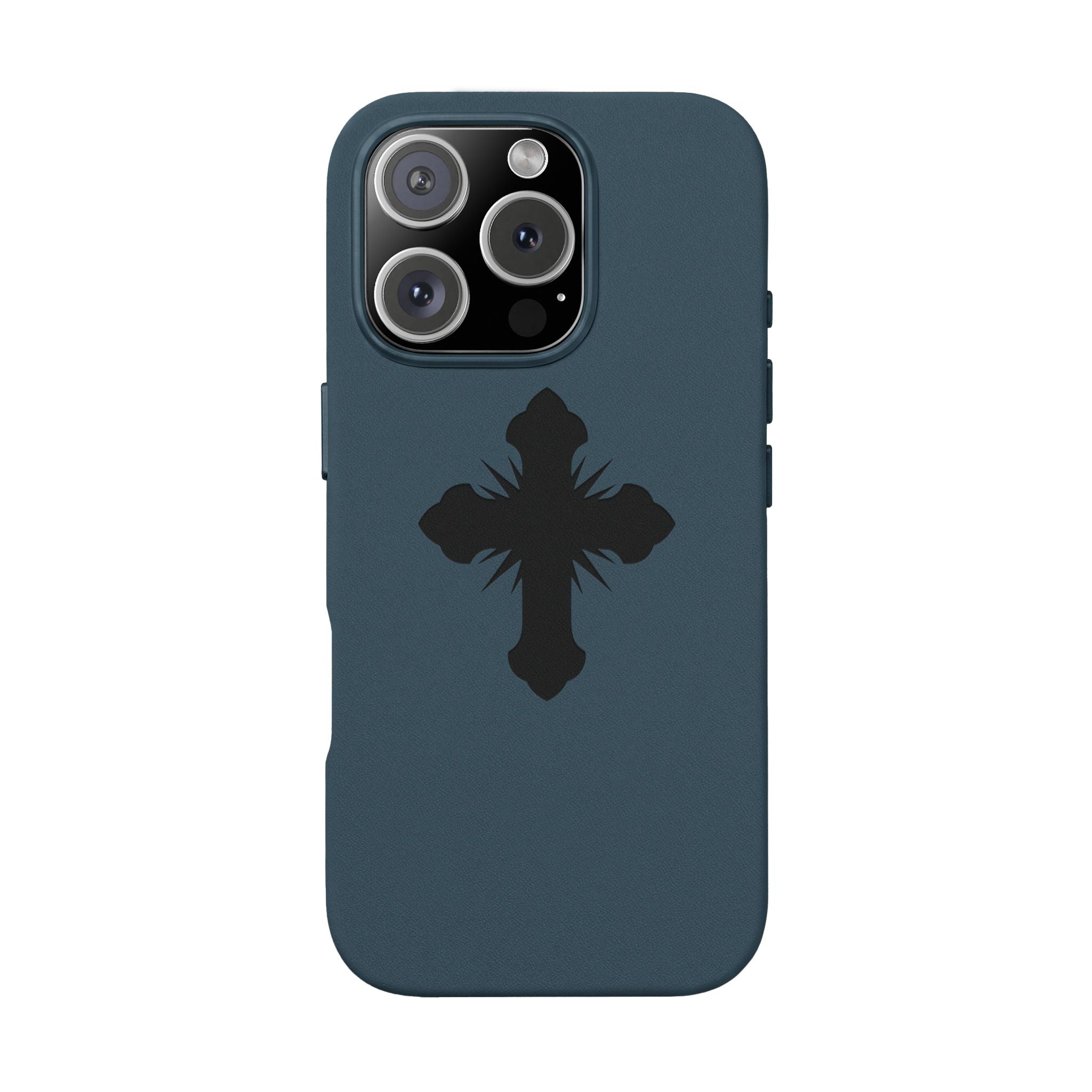 Leather Phone Case with Embossed Cross