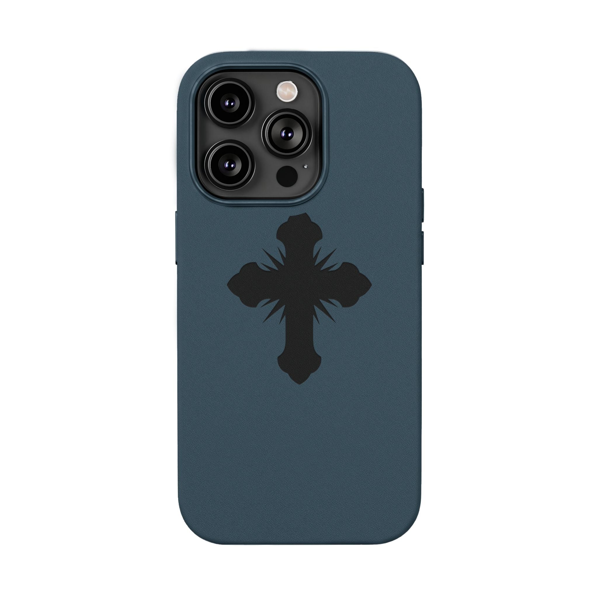 Leather Phone Case with Embossed Cross