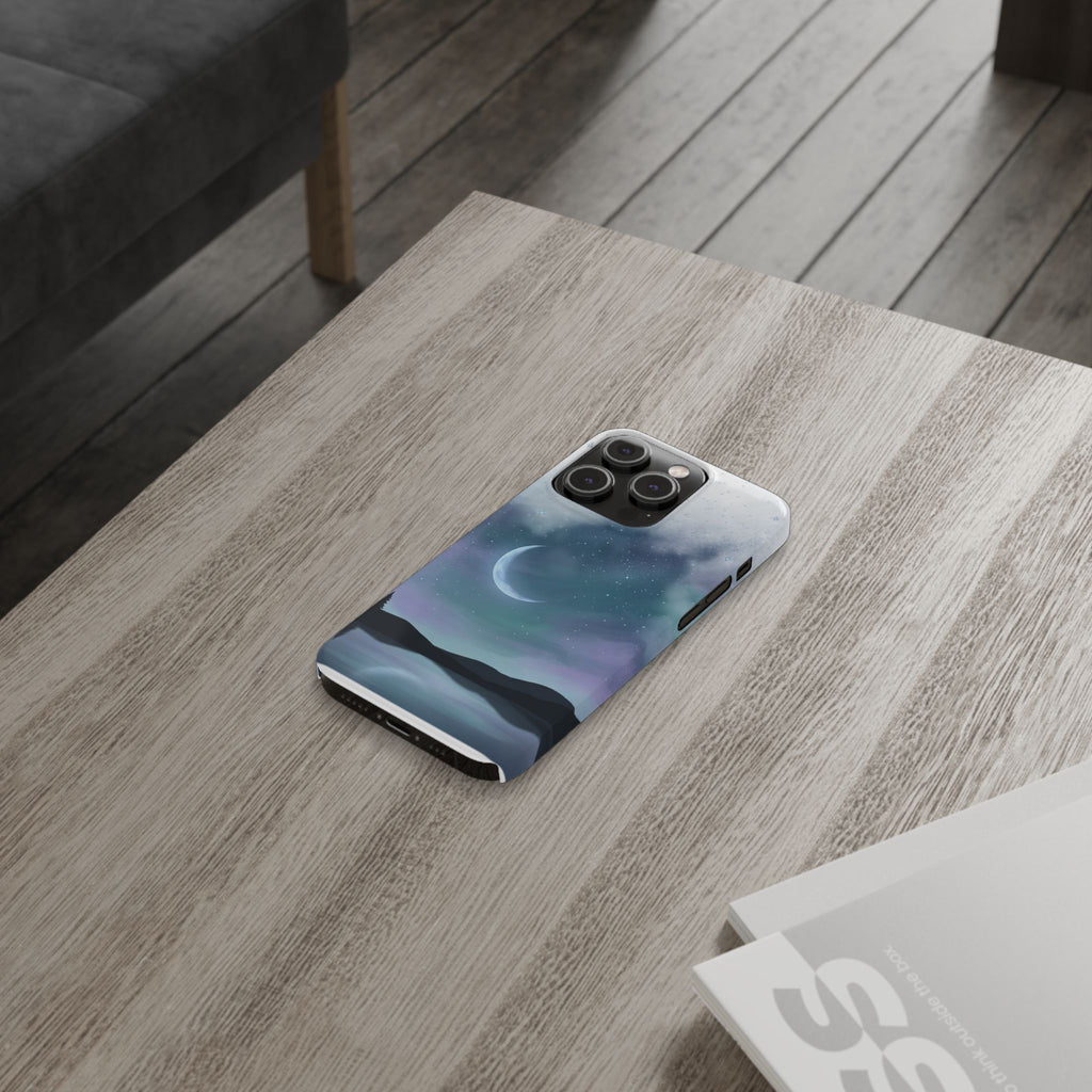Phone Case – Night Sky Moon & Lake Artwork