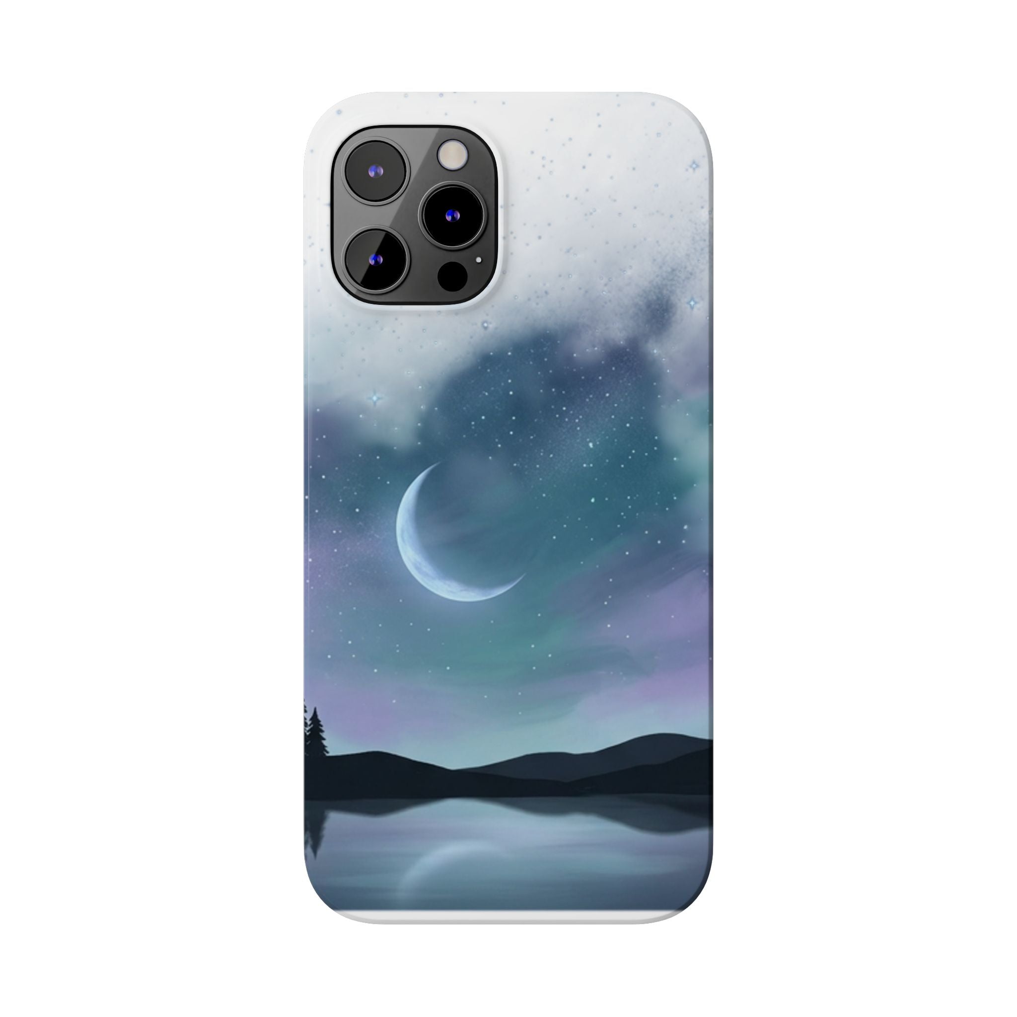Phone Case – Night Sky Moon & Lake Artwork