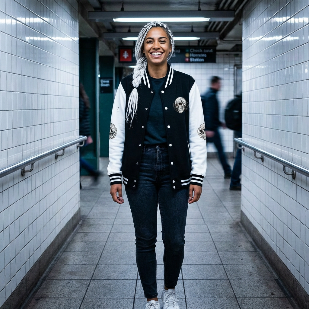 Baseball Jacket — Retro Skull