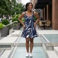 Abstract Wave Skater Dress