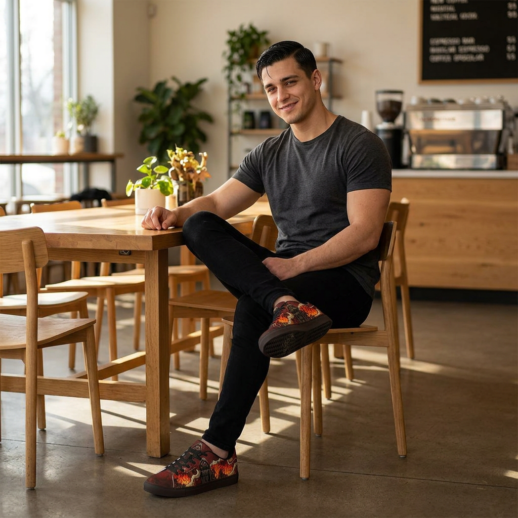 Leather Sneakers — Firefighter Low-Top Shoes
