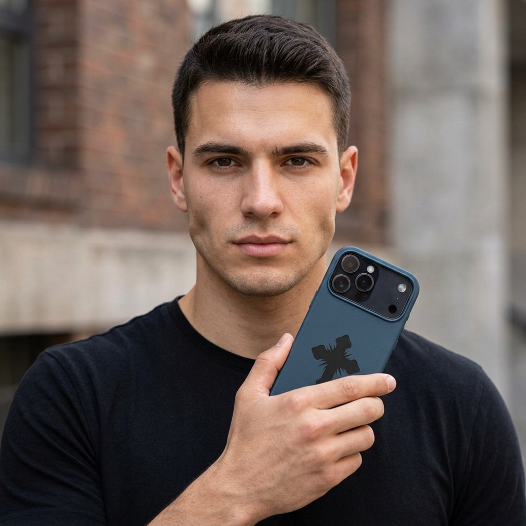 Leather Phone Case with Embossed Cross