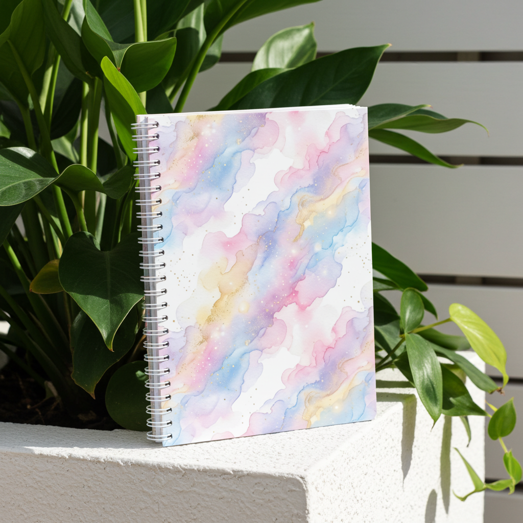 Spiral Notebook — Pink & Blue Marble Journal