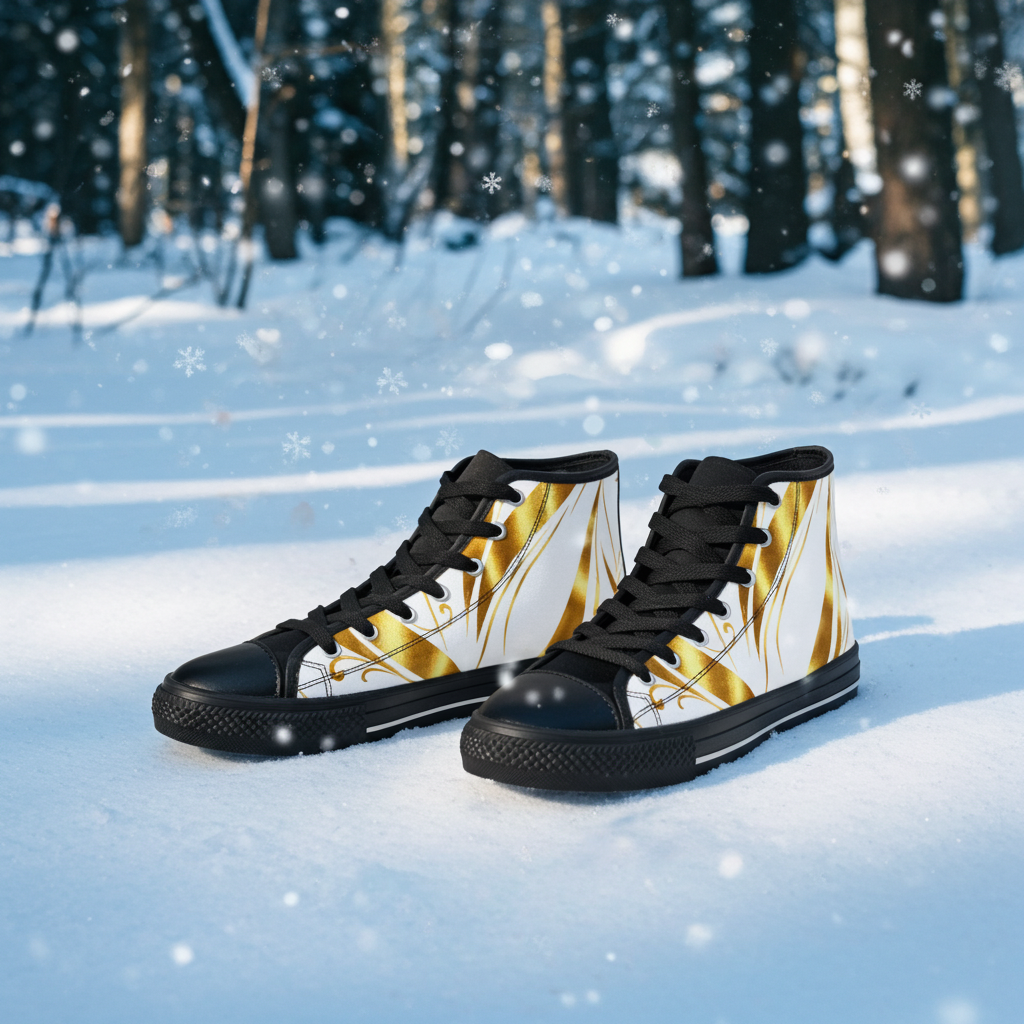 Gold Swirl High-Top Sneakers