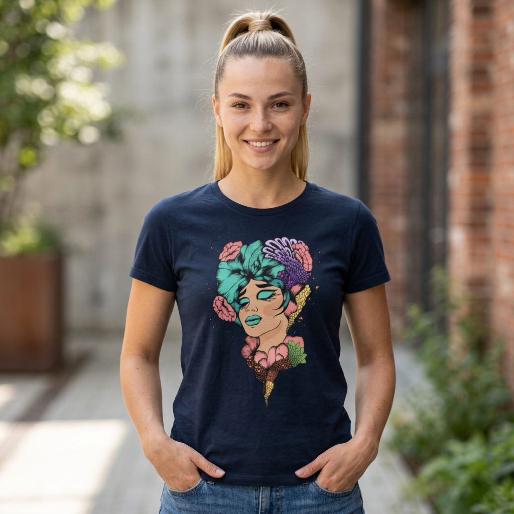 Floral Fantasy Portrait T-Shirt