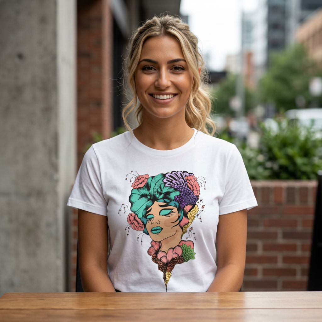Floral Fantasy Portrait T-Shirt