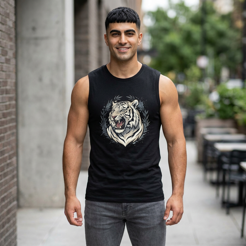 White Tiger Graphic Sleeveless Tee