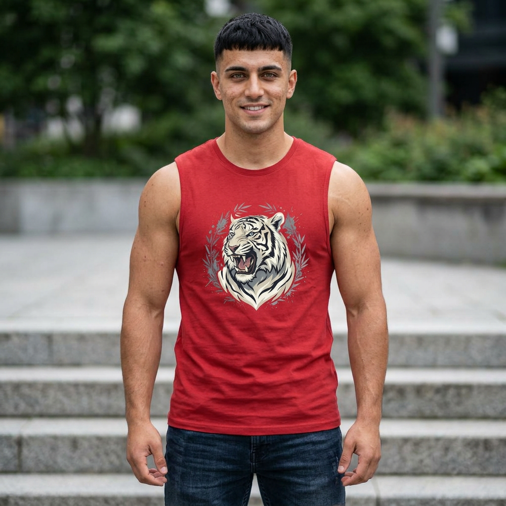 White Tiger Graphic Sleeveless Tee