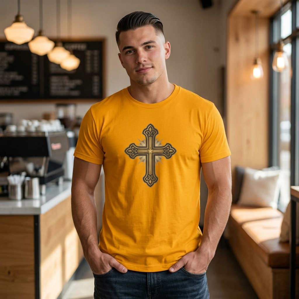 Gold Ornate Cross T-Shirt