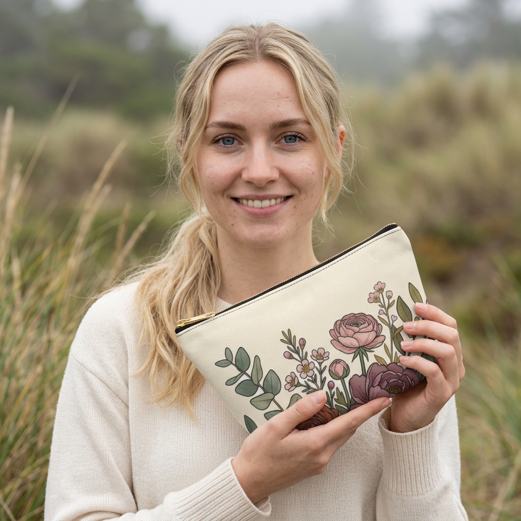 Floral Cosmetic Pouch — Vintage Accessory Bag