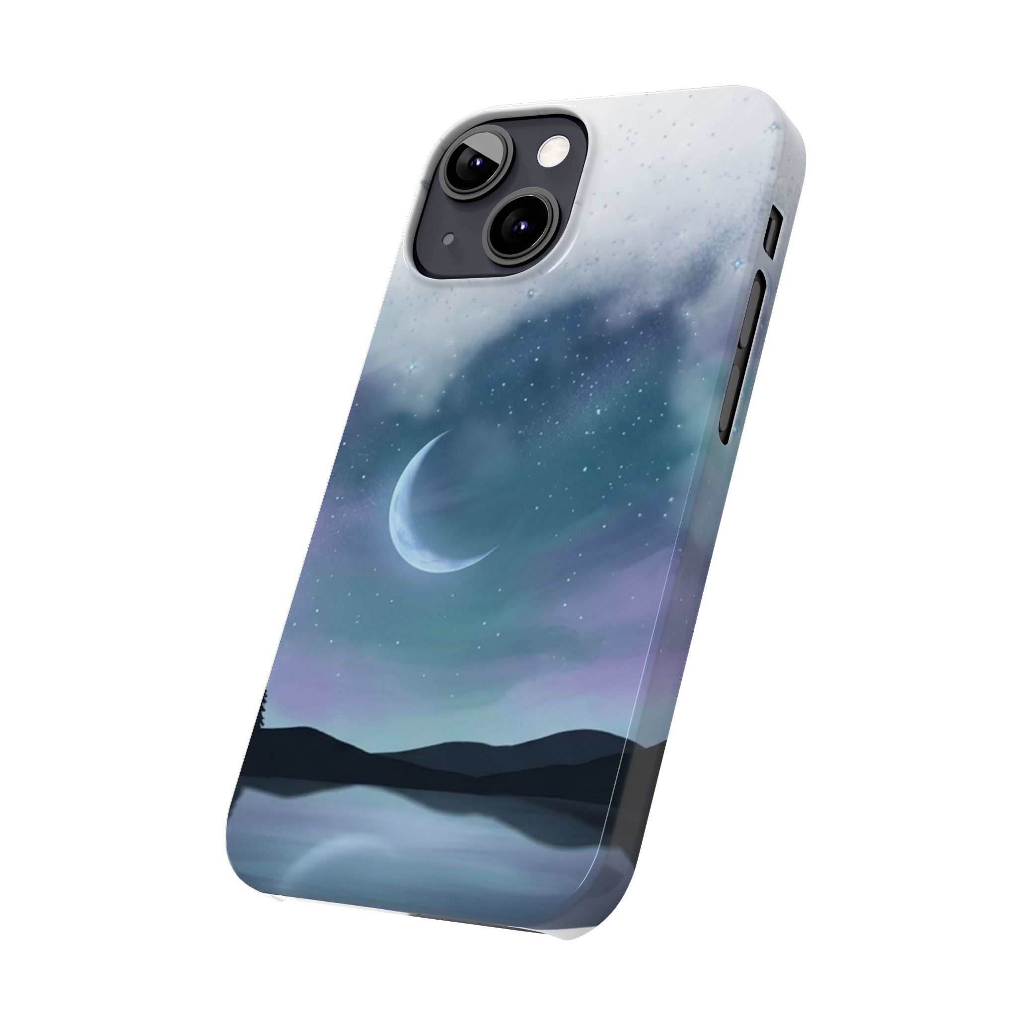 Phone Case – Night Sky Moon & Lake Artwork