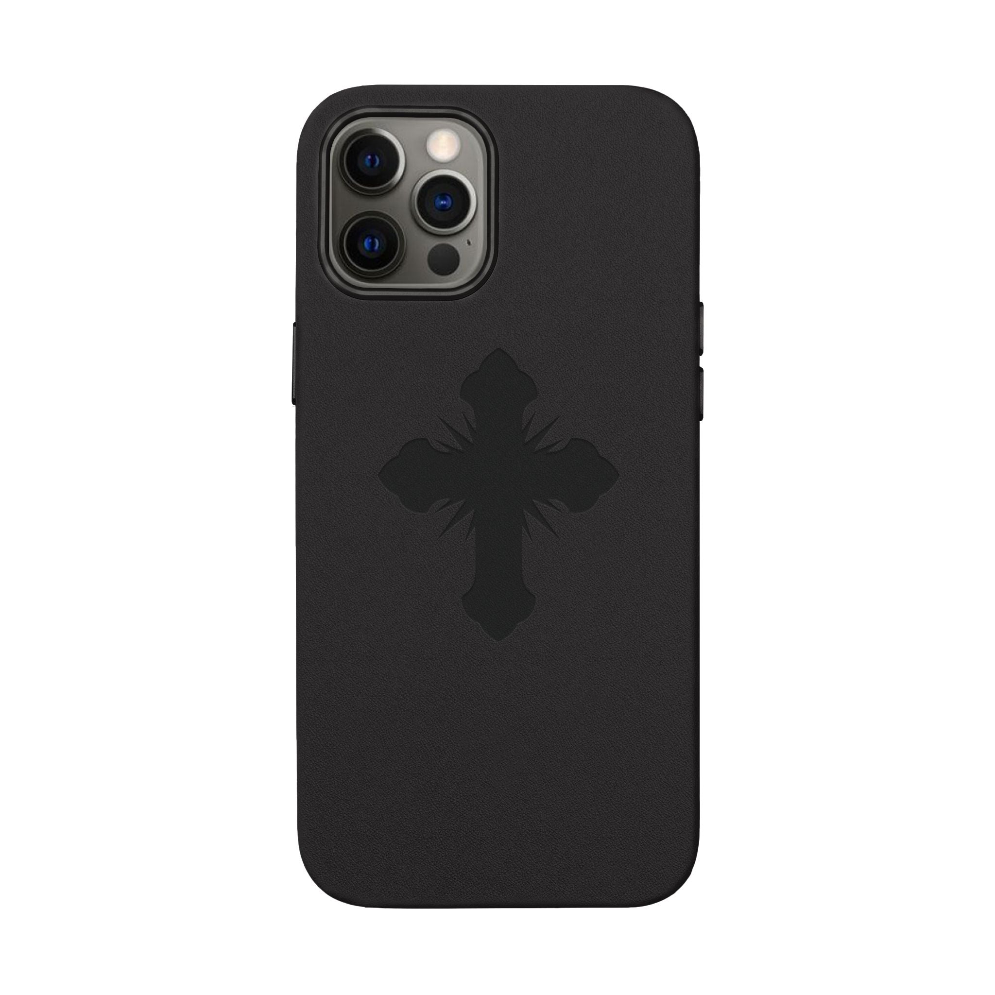 Leather Phone Case with Embossed Cross