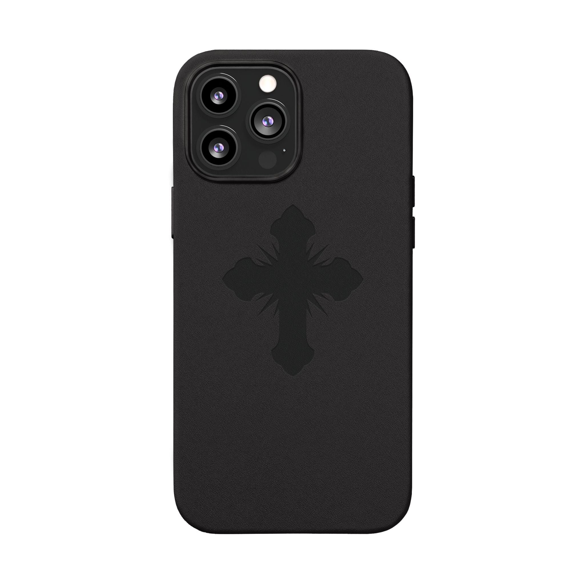 Leather Phone Case with Embossed Cross