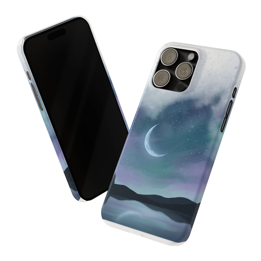 Phone Case – Night Sky Moon & Lake Artwork